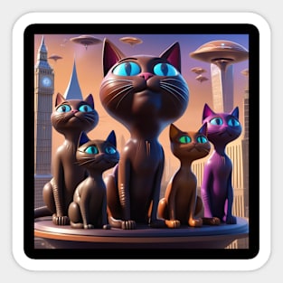 Chocolate Cats In Futuristic London Sticker